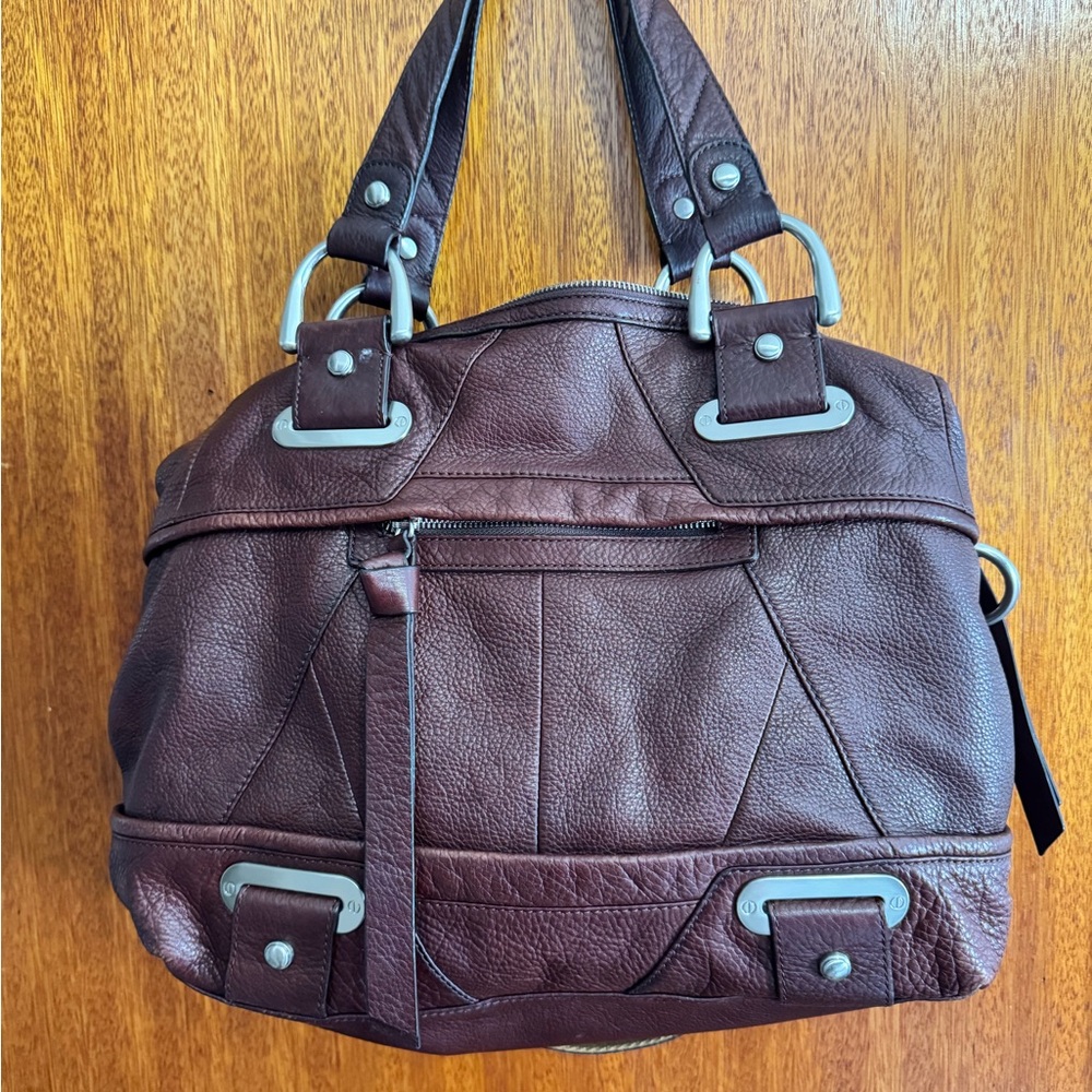 B. Makowsky Rich Brown Leather Shoulder Bag